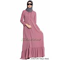 Frilled abaya dress with pintucks- puce pink Frilled abaya dress with pintucks- puce pink
